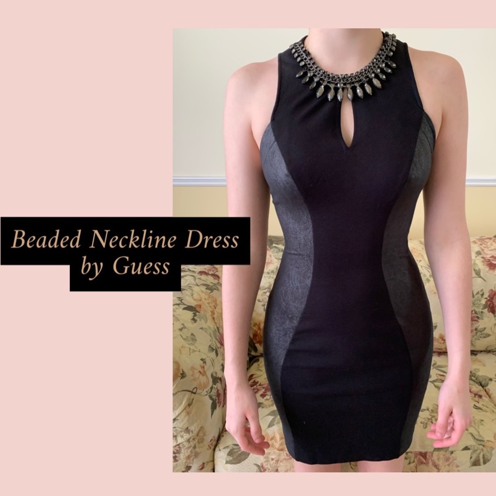Beaded High Neckline Cocktail Dress from Guess